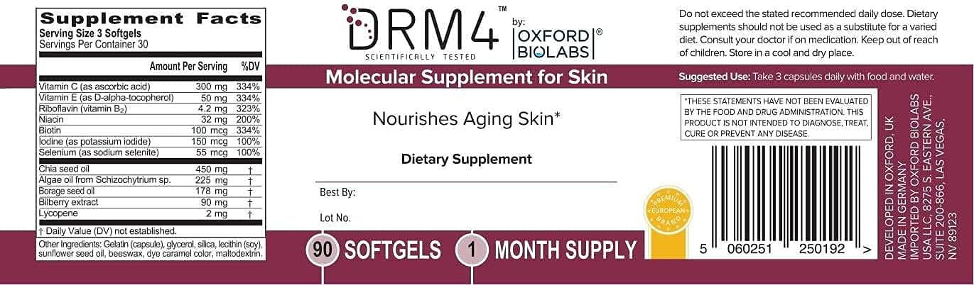 Oxford Biolabs DRM4 Suplemento para la Piel - Protección Contra el Envejecimiento Cutáneo