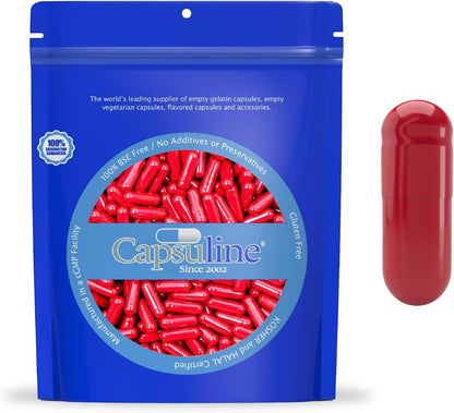 Capsuline Cápsulas de Gelatina Vacías Tamaño 0 - Rojas - 500 Unidades – Image 1
