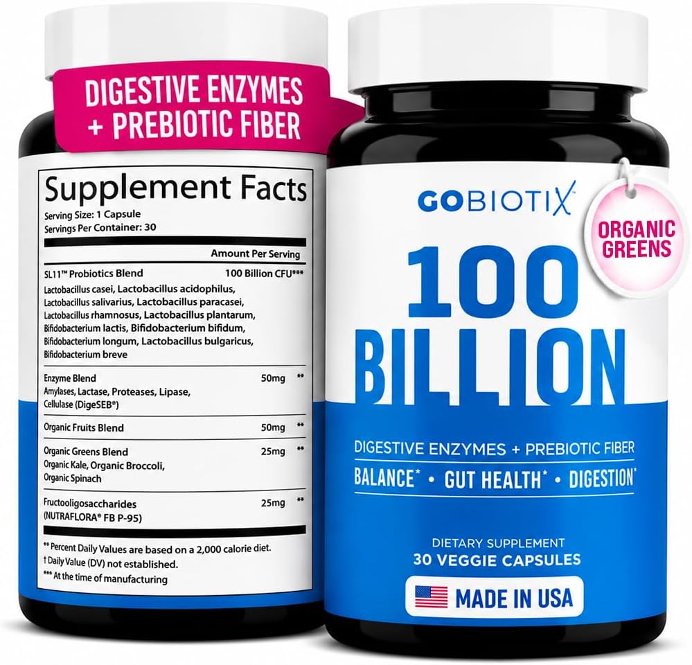 GOBIOTIX Multivitamínico con Probióticos y Enzimas Digestivas - 25 mil millones de UFC - Salud Digestiva - 90 Cápsulas