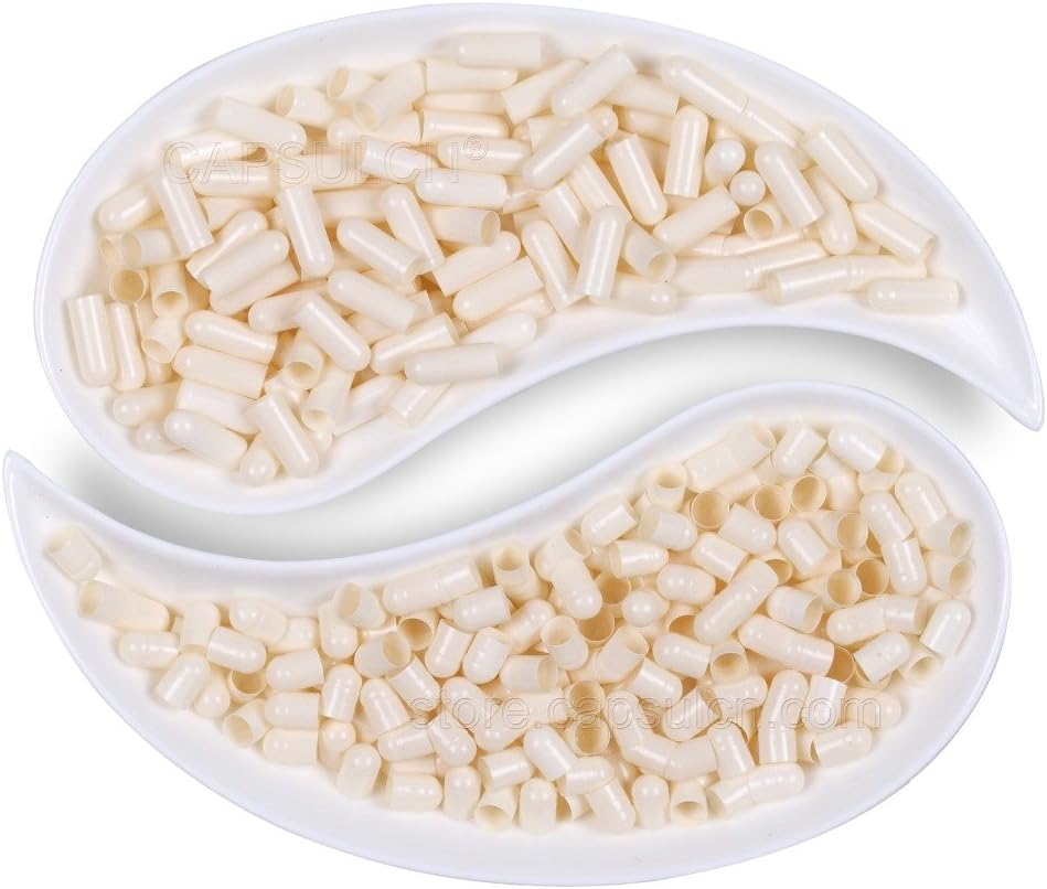 Empty Enteric Capsules, 1000 Count, Size 0, White, Joined
