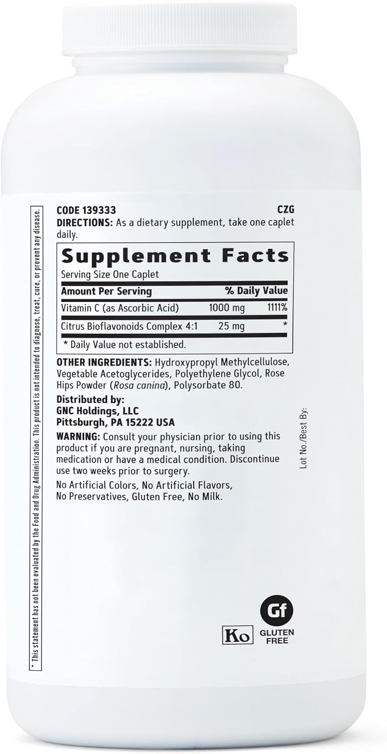GNC Vitamina C 1000 mg Liberación Prolongada con Bioflavonoides - 360 Comprimidos Vegetarianos
