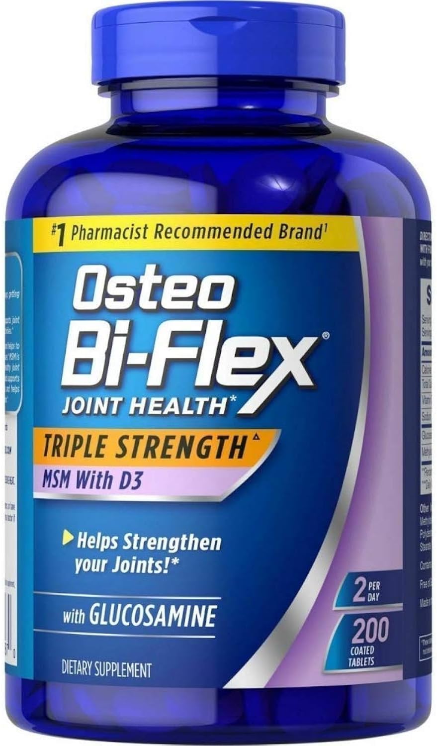 Osteo Bi-Flex Triple Strength Glucosamina 1500 mg, MSM 1500 mg con Vitamina D3 1000 UI, 200 Comprimidos