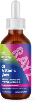 BIORAY RAYZ All Systems Glow - Suplemento Multivitamínico para Adolescentes, Sabor Frambuesa - 59 ml