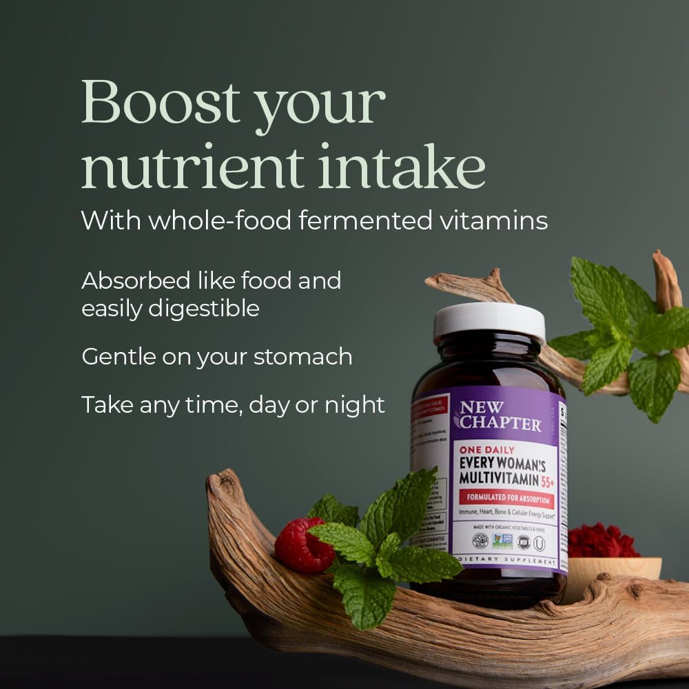 New Chapter Every Woman's One Daily 55+ - Multivitamin for Women - Supports Immune System, Bones & Vision* - Gentle on Stomach - Non-GMO, Gluten Free, Dairy Free, Vegetarian & Kosher - 48 Tablets