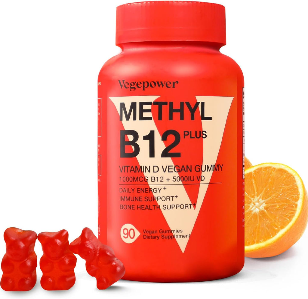 VEGEPOWER Vitamin B12 + D3 Gummies Veganas - 90 unidades - Sabor Naranja