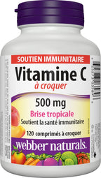 Webber Naturals Vitamina C Masticable 500 mg, 120 Comprimidos Sabor Tropical Breeze