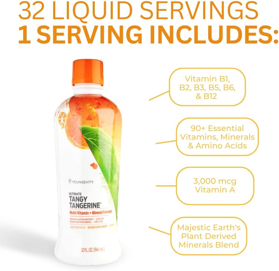 Youngevity Majestic Earth Ultimate Tangy Tangerine - Multivitamínico Líquido 946 ml