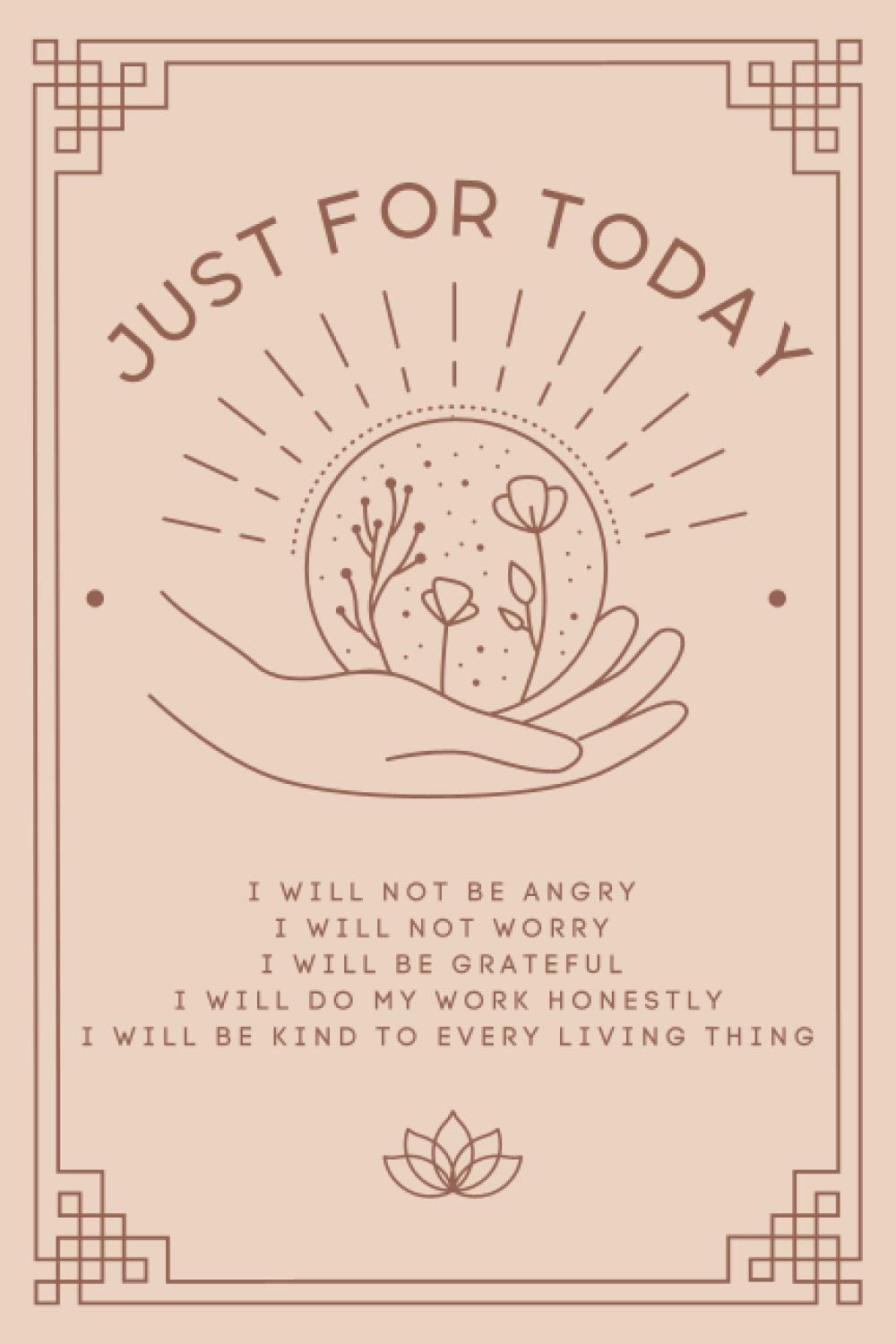 Just for Today Reiki Journal: Cuaderno en blanco sin rayas con pequeño símbolo Cho Ku Rei en cada página - 120 páginas - 15x23 cm - Diseño de flor de loto - Regalos espirituales Reiki