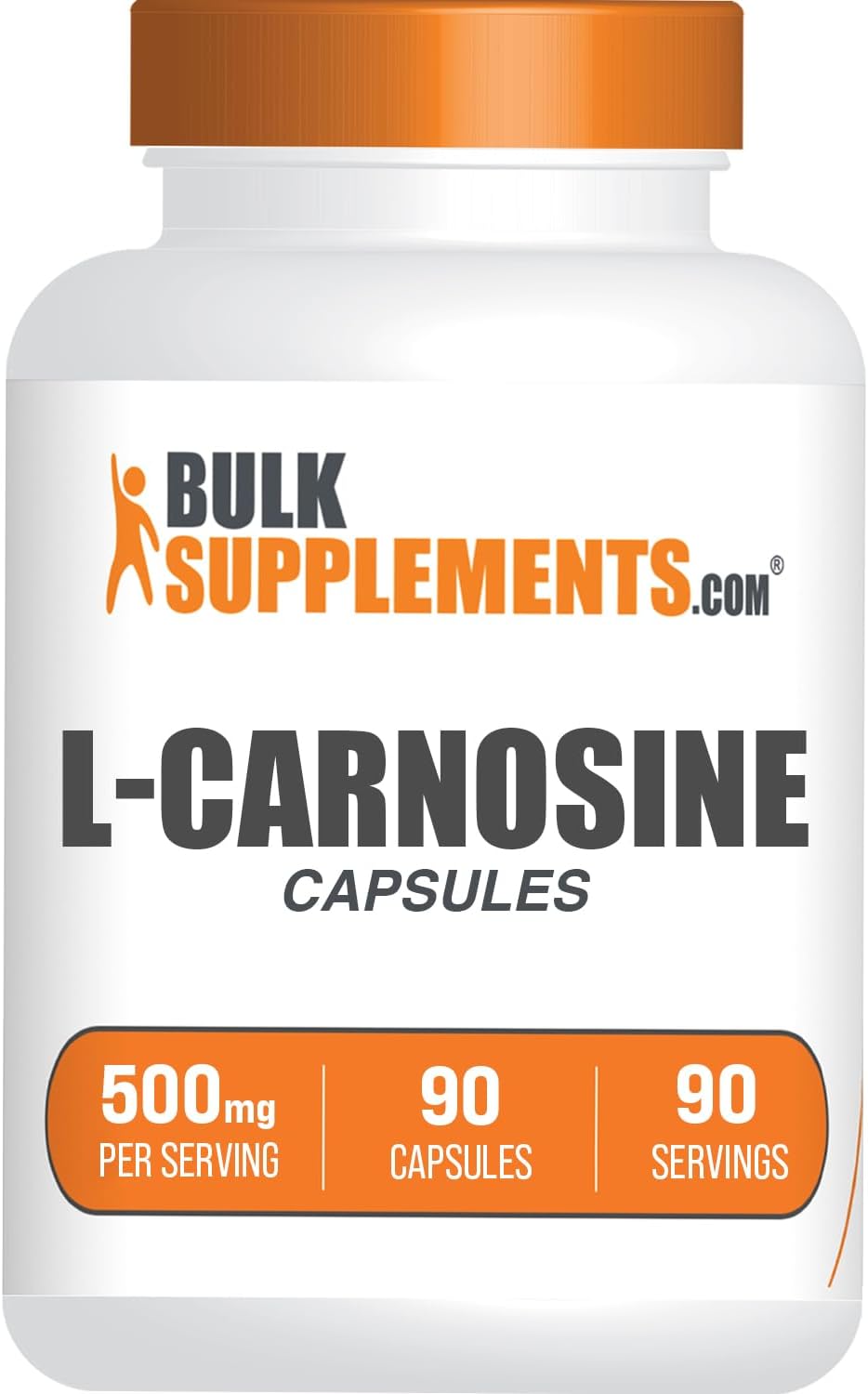 BulkSupplements L-Carnosina 500mg Cápsulas - Complemento Alimenticio, Sin Gluten, 90 Cápsulas