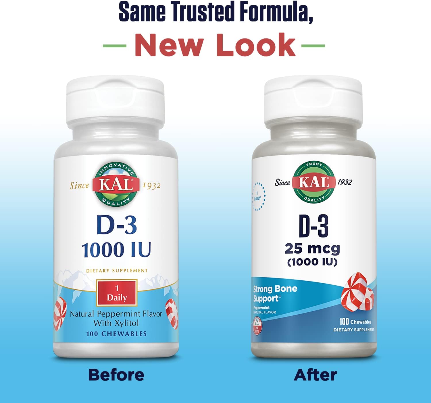 KAL Vitamina D3 1000 IU (25 mcg) Comprimibles Sabor Menta Natural