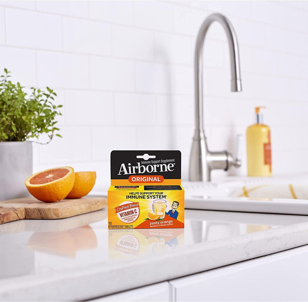 Airborne Vitamina C 1000 mg con Zinc - 30 Comprimidos Efervescentes Sabor Naranja
