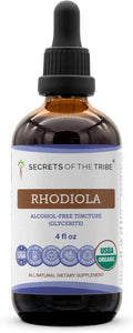 Secrets of the Tribe Rhodiola USDA Orgánico - Extracto Sin Alcohol de Alta Potencia - 118 ml