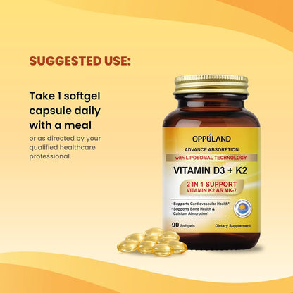 oppuland Vitamina D3 + K2 5000 UI - – La vitamina K contribuye a la coagulación sanguínea normal y al – Image 8