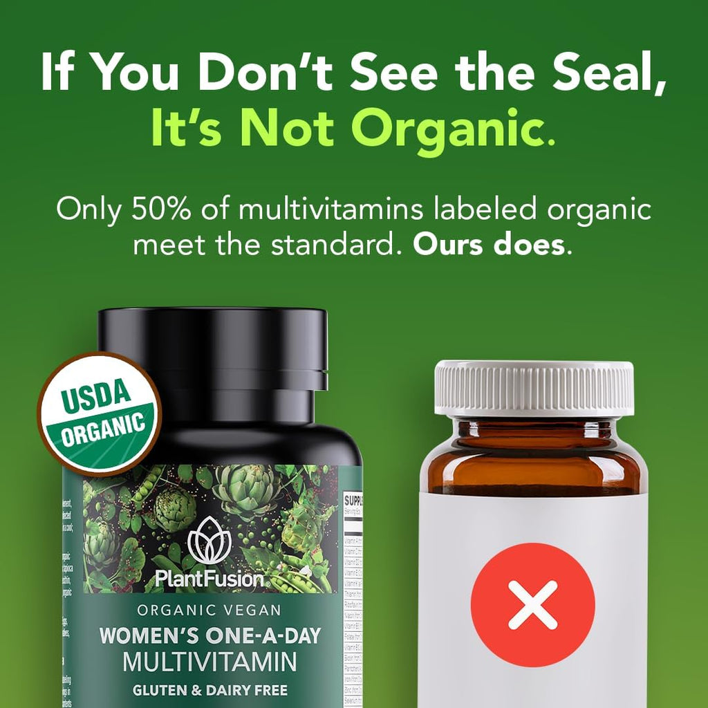 PlantFusion Multivitamínico Orgánico para Mujeres con Hierro - 30 Comprimidos Veganos