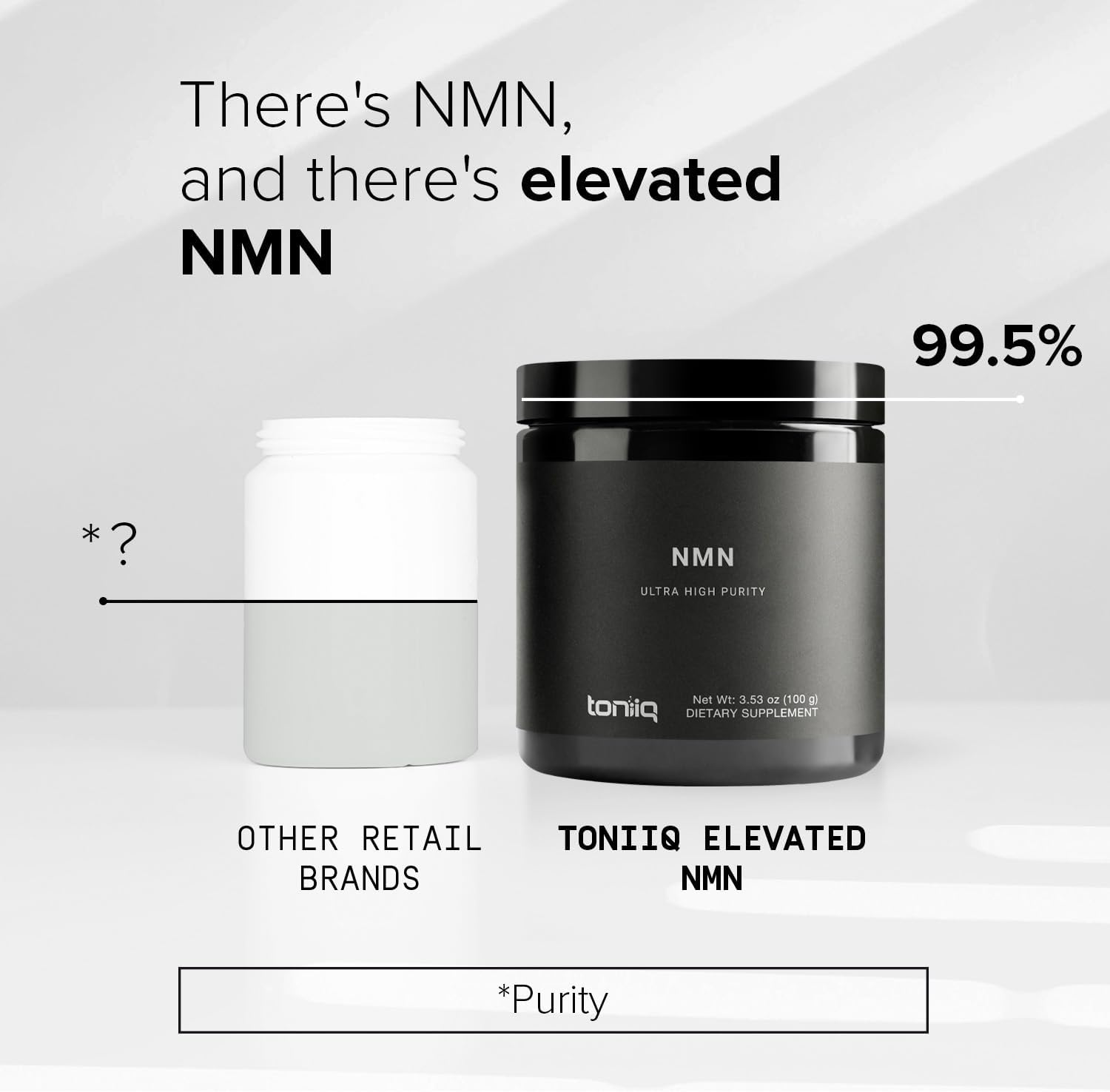 Toniiq Ultra High Purity NMN Powder - 100 Gramos - 99,5% de Pureza - Alta Biodisponibilidad - Fórmula Estabilizada - Suplemento de Nicotinamida Mononucleótido en Polvo