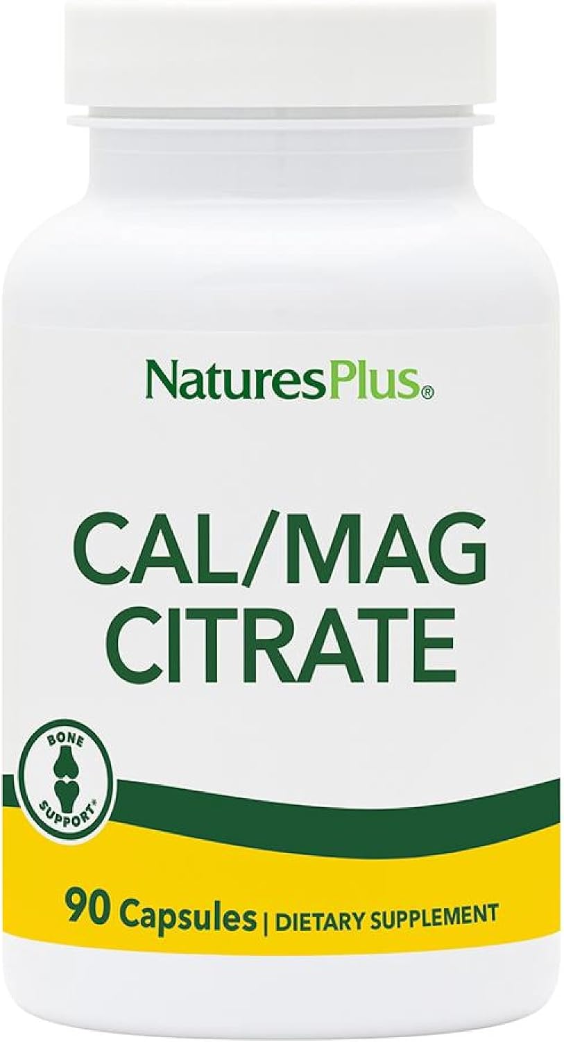 NaturesPlus Cal/Mag Citrate - 90 Vegetarian Capsules - 500mg Calcium, 250mg Magnesium - Bone, Muscle & Nerve Health