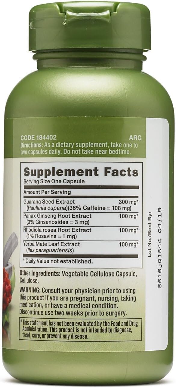 GNC Herbal Plus Energy Formula, 100 Capsules