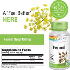 Solaray Semillas de Hinojo 450mg - 100 Cápsulas Veganas