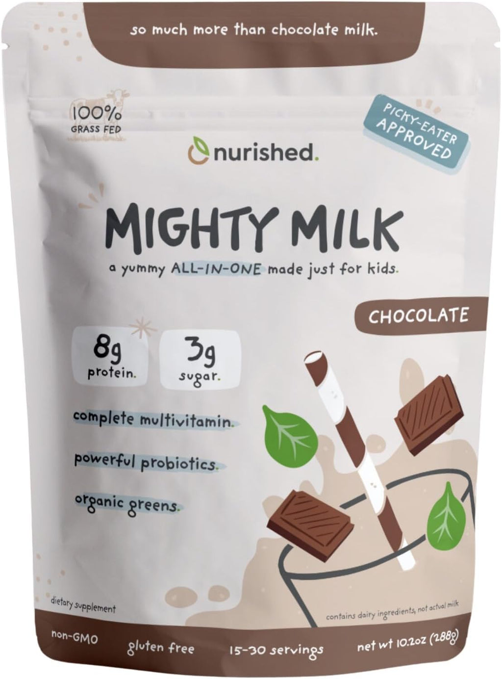 Vanilla Mighty Milk - Proteína en Polvo y Multivitamínico Diario para Niños con Probióticos y Espinacas Orgánicas - 15-30 Servicios