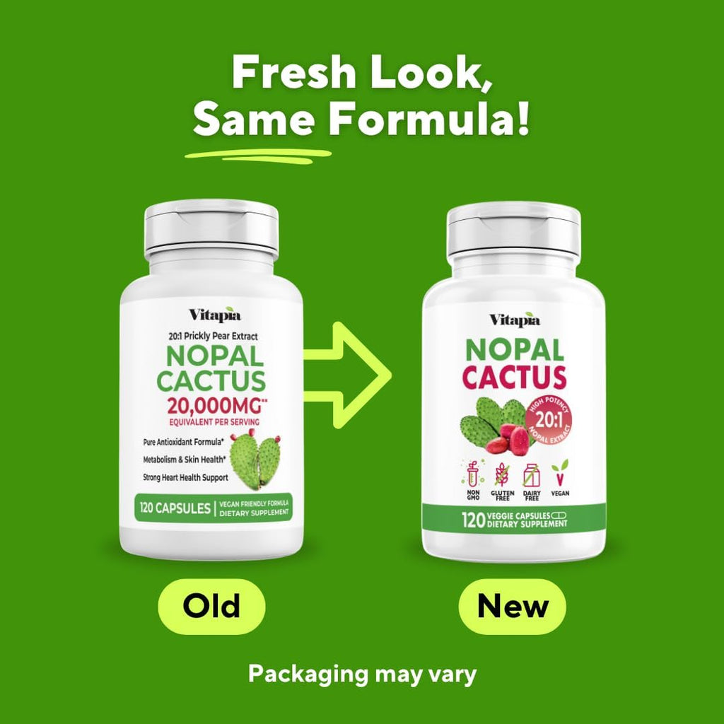 Vitapia Extracto de Nopal Cactus - 120 Cápsulas Vegetales - Sin Gluten y No-GMO