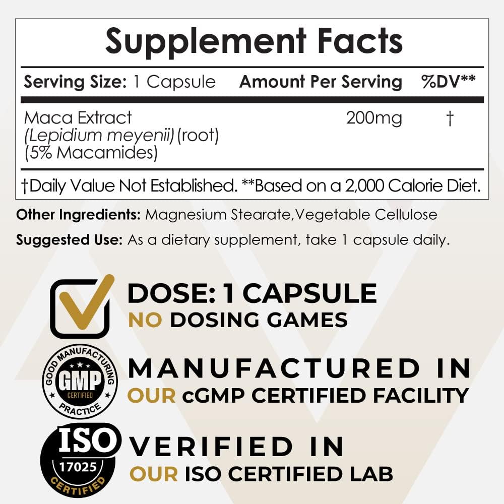 Extracto de Raíz de Maca con 5% Macamidas – Nootropics Depot