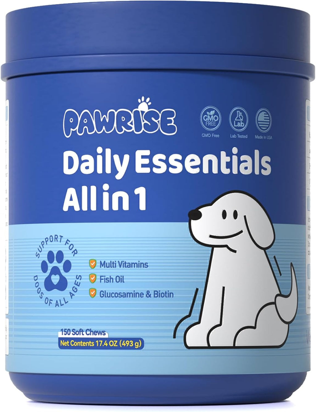PawRise Multivitamínico Completo para Perros – Apoyo para Articulaciones, Piel, Digestión e Inmunidad – 150 Comprimidos Masticables Sabor Pollo