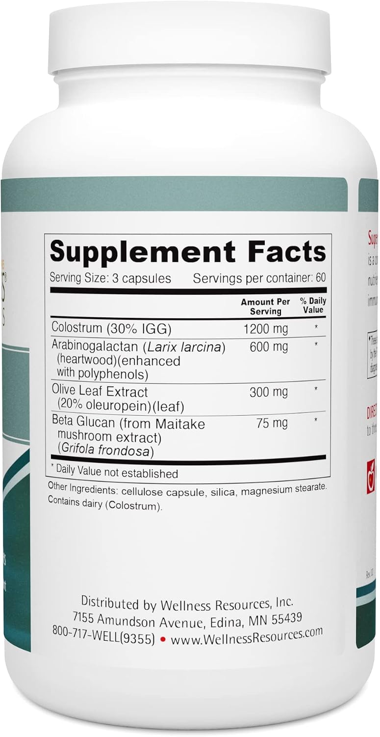Wellness Resources Super Immune Booster - Calostro, Beta Glucano, Olivo, Arabinogalactano (180 Cápsulas)