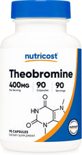 Nutricost Teobromina 400mg, 90 Cápsulas Vegetarianas - Sin Gluten, No-GMO