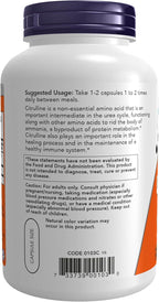 NOW Foods L-Citrullina 750 mg – 180 Cápsulas