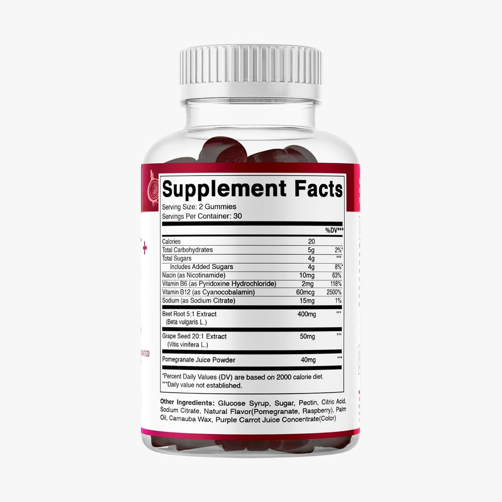 Vitamatic Gominolas de Remolacha con B6, B12, Semilla de Uva, Granada y Niacinamida – 60 Gominolas