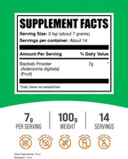 BulkSupplements Baobab en Polvo - Suplemento de Baobab, Antioxidante - Sin Gluten, 7g por Ración, 100g