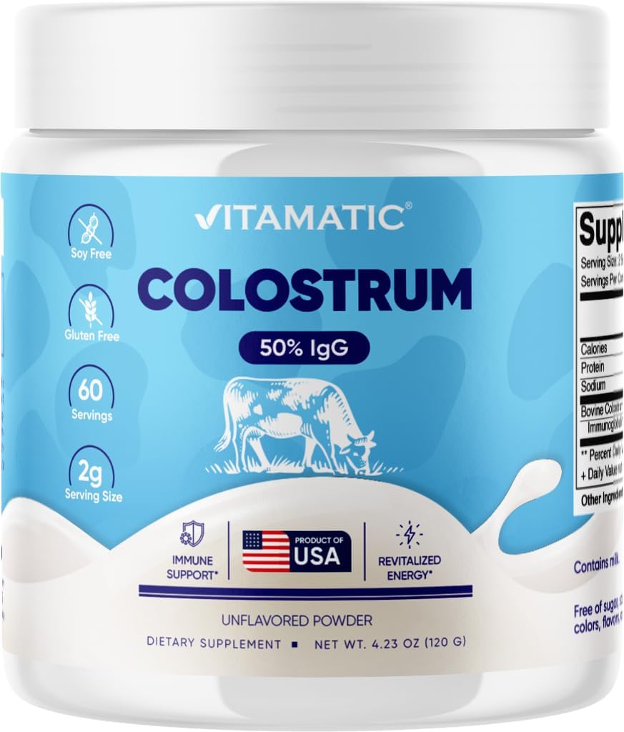 Vitamatic Calostro Bovino en Polvo - 50% IgG - 120g (60 dosis)