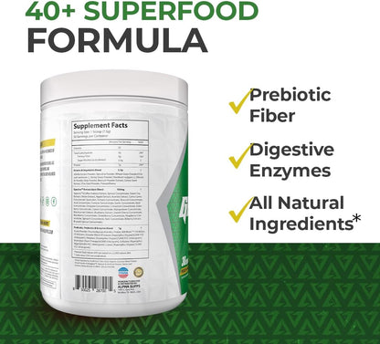 Alpha Supps Alpha Greens - Superalimento en – Prebióticos (inulina): Fibra soluble que alimenta las bacterias – Image 6