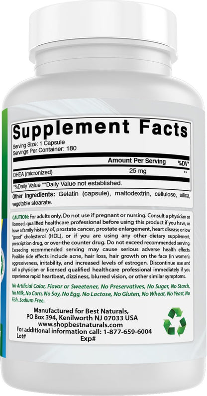 DHEA 25 mg Micronizada, 180 Cápsulas - Best – Probado por terceros: Cada lote se analiza en laboratorios – Image 6