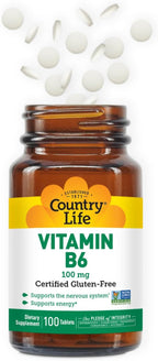 Country Life Vitamina B-6 100mg, 100 Cápsulas Veganas