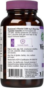Bluebonnet Vitamina C 500 mg con Escaramujo, 180 Cápsulas Vegetales