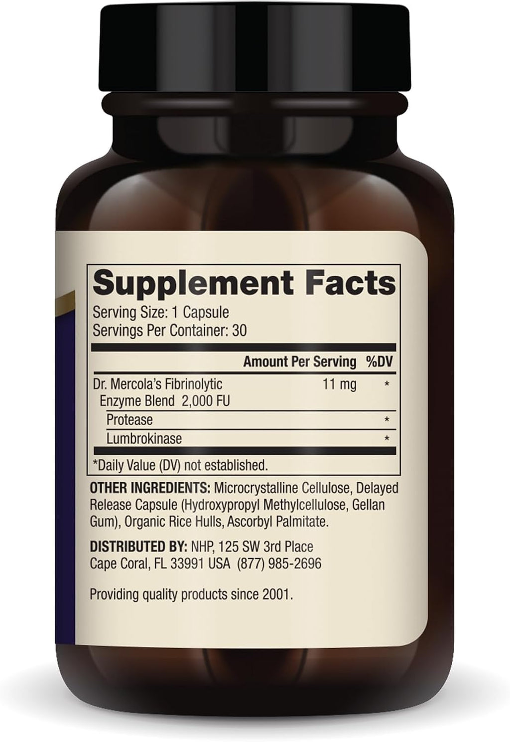 Dr. Mercola Lumbrokinase Enzymes - Fórmula de Liberación Retardada - 30 Cápsulas
