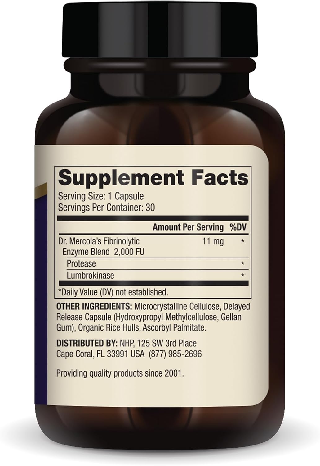 Dr. Mercola Lumbrokinase Enzymes - Fórmula de Liberación Retardada - 30 Cápsulas