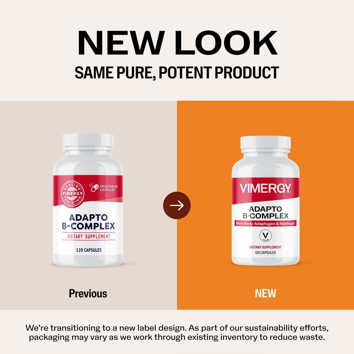 Vimergy Adapto B Complex – Complejo B con 8 Vitaminas B Activas, Rodiola y Espino Blanco – 120 Cápsulas
