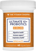 The Vitamin Shoppe Ultimate 10+ Probióticos 20 mil millones UFC - 10 Cepas Probióticas para Salud Digestiva e Inmunológica (60 Cápsulas Vegetales)