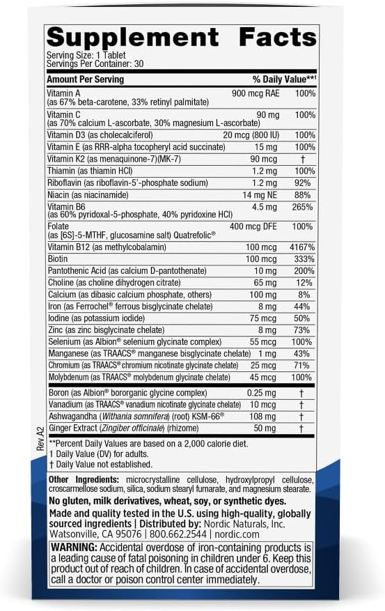 Nordic Naturals Women's Multivitamin One Daily - Multivitamínico para Mujeres - 30 Comprimidos