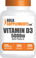 Vitamina D3 5000 UI – 365 Cápsulas Blandas de Colecalciferol