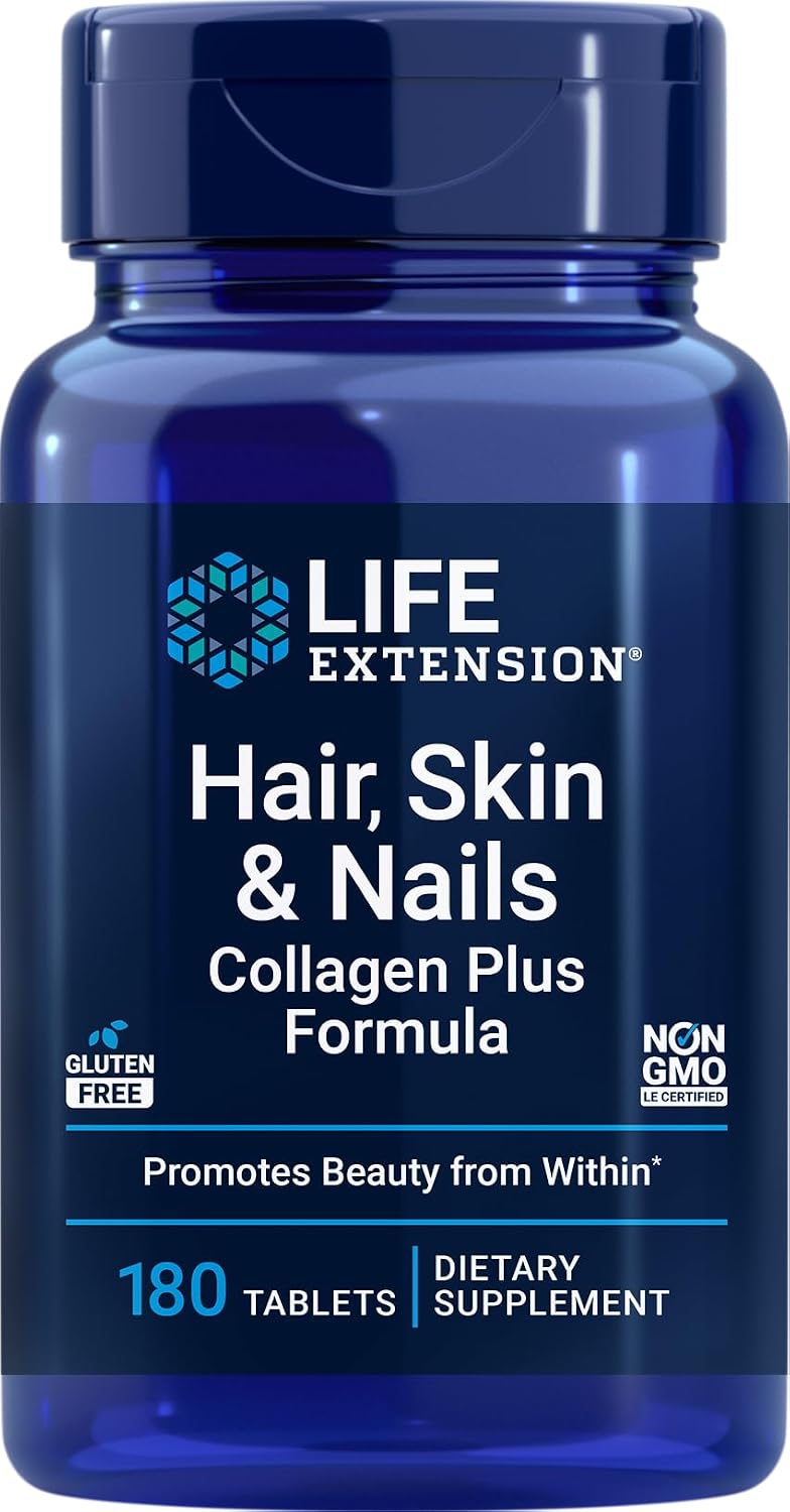 Life Extension Hair, Skin & Nails Collagen Plus Formula, 180 Comprimidos
