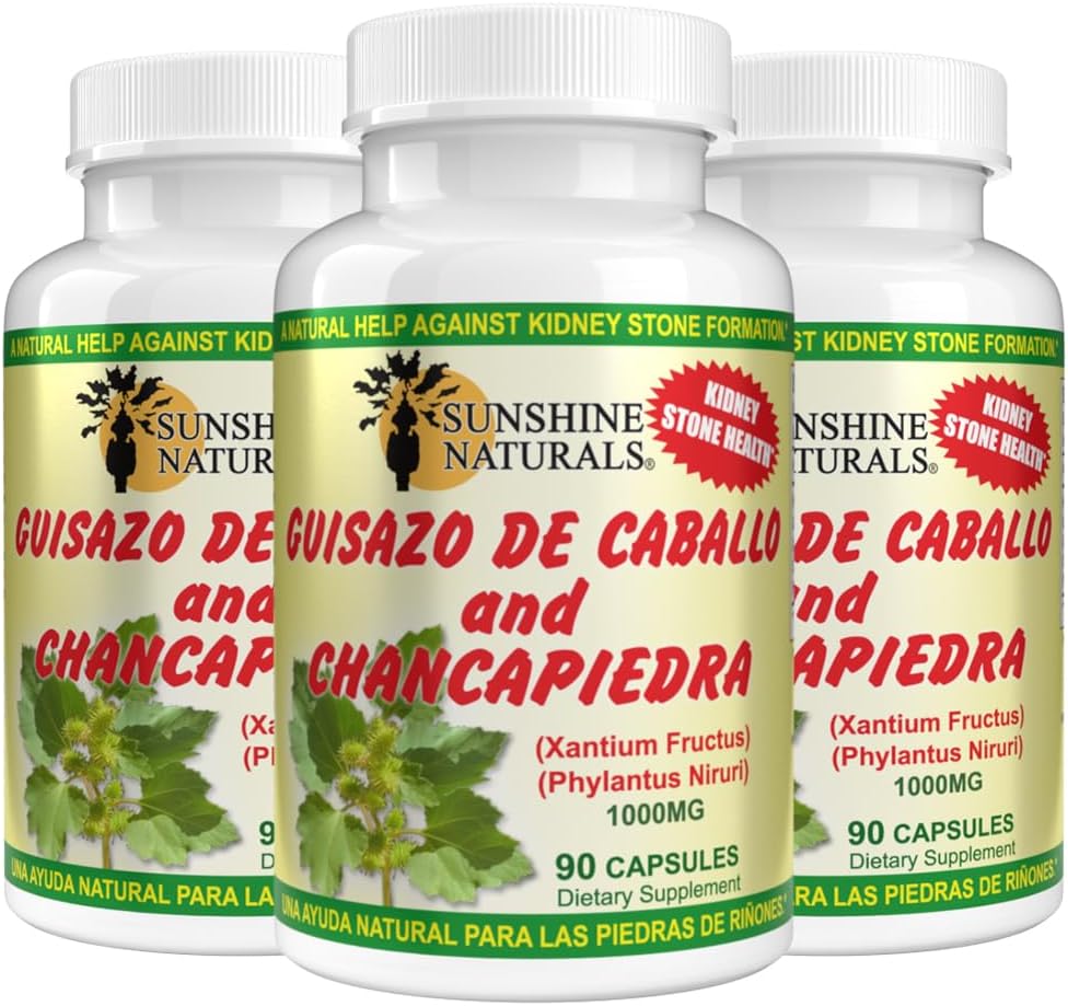 Sunshine Naturals Chancapiedra y Guisazo de Caballo - 1000 mg, 90 Cápsulas (Pack de 3)