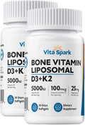 Vita Spark Vitamina D3 K2 - Suplemento de Vitamina D3 5000 UI, K2 MK-7 100 mcg y Magnesio - Cápsulas Blandas Liposomales