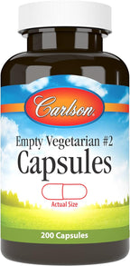 Carlson Labs Empty Vegetarian Capsules Size No. 2, 200 Count