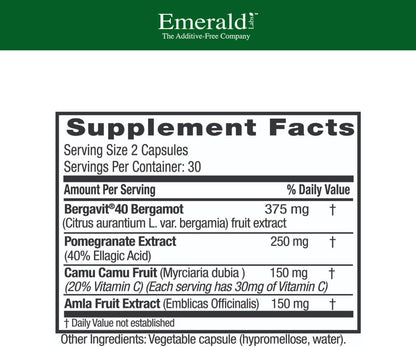 EMERALD LABS Bergamot+ - Complemento para el – Granada (Punica granatum): Rica en punicalaginas y antocianinas, – Image 2