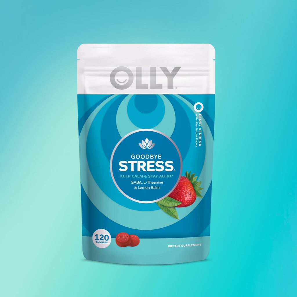 OLLY Goodbye Stress Gummy - GABA, L-Teanina y Melisa - Gominolas para el Estrés - Sabor Baya - 120 Gominolas