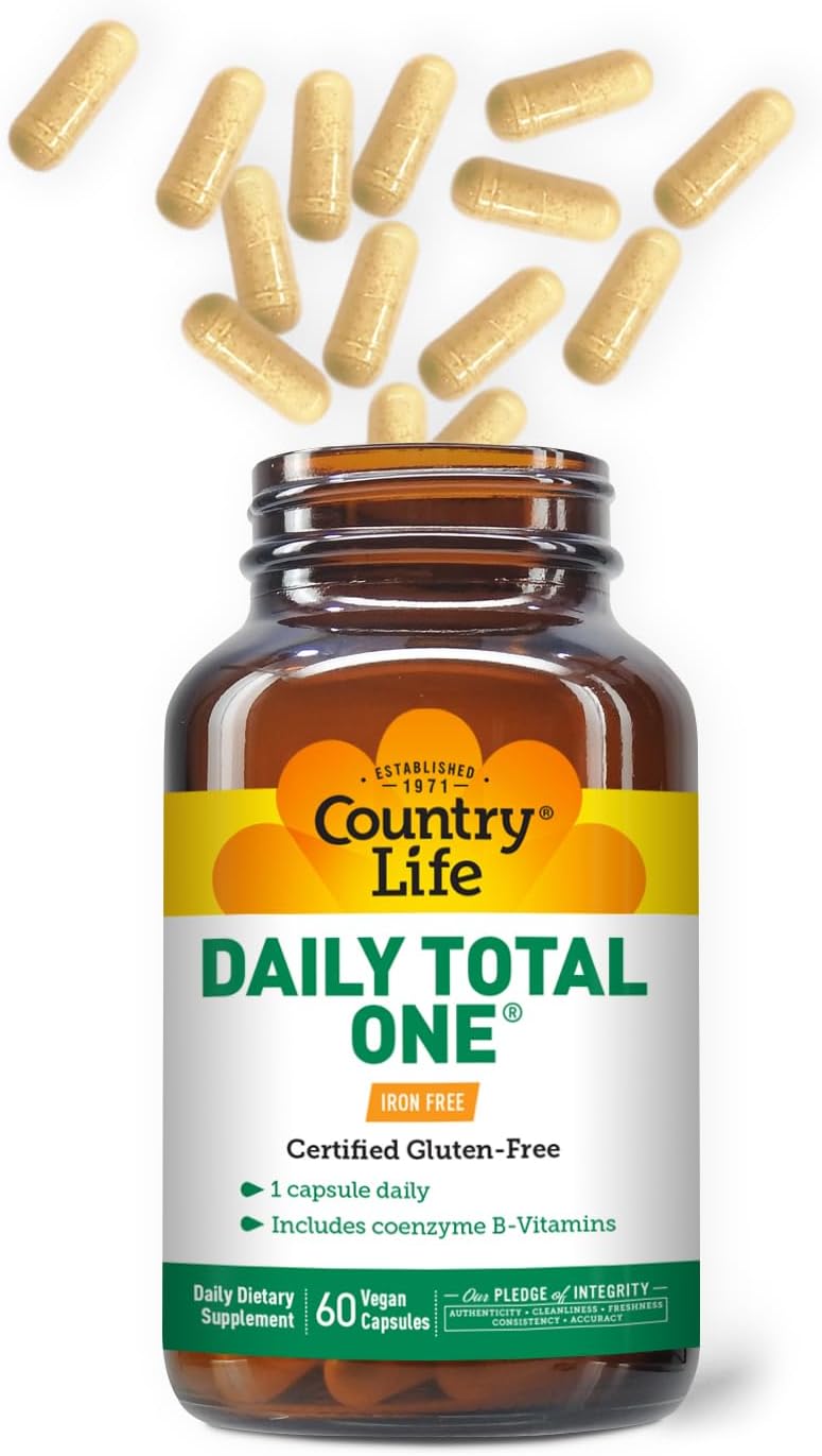 Country Life Daily Total One Multivitamínico Sin Hierro, 60 Cápsulas Veganas