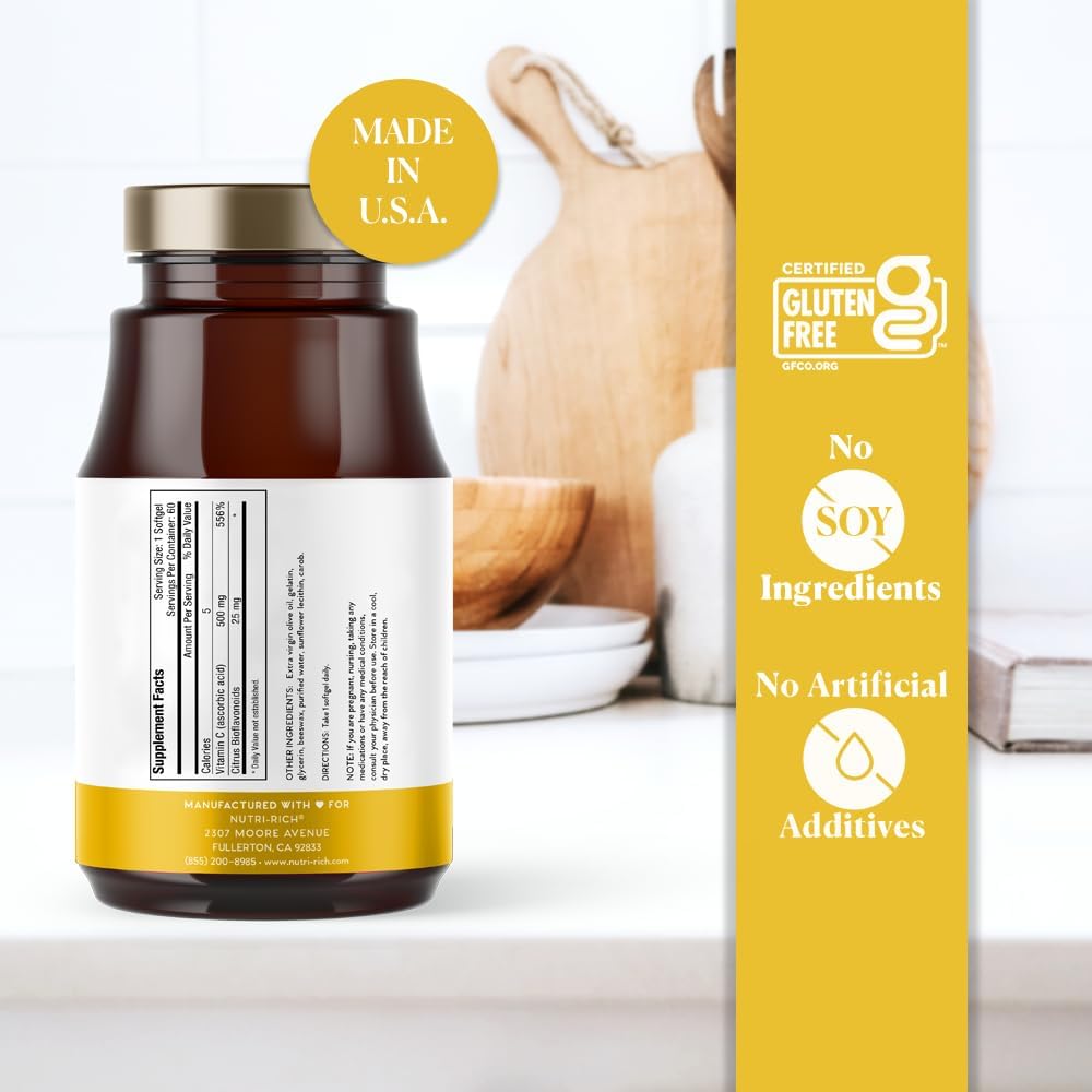Vitamina C 500 mg con Bioflavonoides 25 mg – 60 Cápsulas Blandas